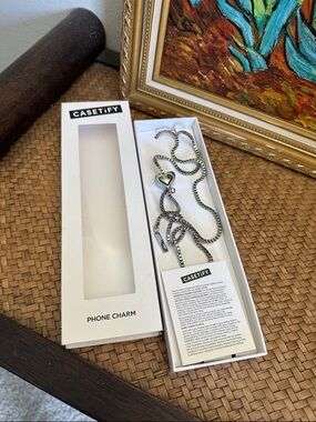 Casetify Silver Heart Chain Phone Charm cross body